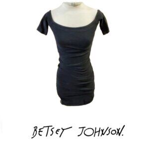 Betsey Johnson Vintage 80s Punk Label Dress USA Rare Small Stretchy Cotton Mini